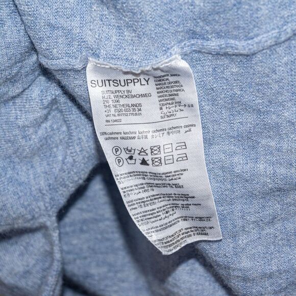 SUITSUPPLY JORT Men's 100% Cashmere Knit Pullover polo sweater in blue size L - Picture 3 of 6